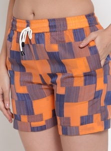 Shorts de Mujer con Estampado Geométrico, Cintura Media, Cordón Ajustable, Secado Rápido, Casuales, de Poliéster Tejido - Product Image 5