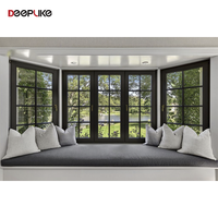 Fenêtres en baie de style américain avec cadre en aluminium et acier, double vitrage trempé, fenêtre sur mesure