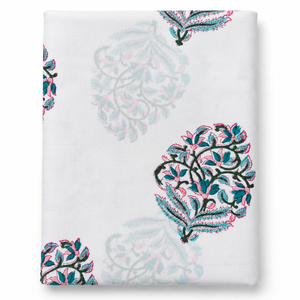 Tissu en voile de coton imprimé à la main à rayures florales roses, léger, respirant, en fil peigné tissé, 60x60, 90 GSM, unisexe, 43/44 pouces - Product Image 4