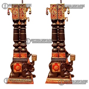 Modern Square Teak Wood <b>Elephant</b> Base Pillars Wedding Mandaps Party <b>Decorations</b> Portable Stylish Indian Theme Chairs Shobha Jain - Product Image 1