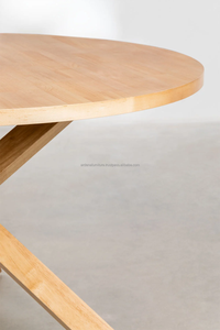 Juego de mesa de comedor de madera de teca minimalista moderno para el hogar hoteles parques-muebles de granja al aire libre de color natural para restaurantes - Product Image 3