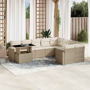 Set Divano da Giardino in Rattan Beige 6 Posti Design Contemporaneo per Esterni - Product Image 3
