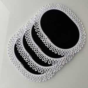 Black And White Designer Macrame Placemats for Dining Tables Boho Table Decor and Modern Home Styling Use Wholesale From India - Product Image 1