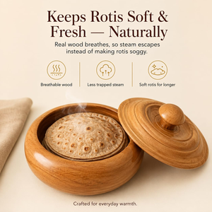 <b>Wooden</b> Roti Dabba Handmade <b>Wooden</b> Chapati <b>Box</b> <b>Bread</b> Storage Container for Roti Chapati Paratha Puri Kitchen Dining Table Home - Product Image 3