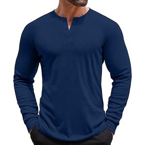 T-shirt pour homme, col en V avec boutons, t-shirt basique pour homme, pour l'extérieur, facile à porter, logo personnalisé, vêtements en coton 100% - Product Image 5