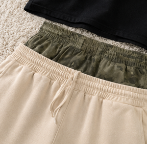Shorts en toile à double ceinture pour hommes |   Style streetwear superposé |   Coupe ample |   Fermeture à cordon respirante |   100% coton | - Product Image 6
