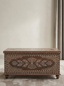Bone Inlay Wooden Coffee Table Rectangular <b>Storage</b> <b>Chest</b> Decorative Tea Table for Living Room - Product Image 1