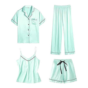 Conjunto de Pijama para Mujer 2026, Tela de Satén de Seda Acogedora, Transpirable, de Secado Rápido, Ecológica, para Primavera/Verano, Ajuste Cómodo, Diseño Elegante - Product Image 5