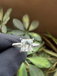 CONCEPTION Anillo de Moissanita de 2CT con Corte Princesa, Anillo Sorpresa de Diamante, Plata 925 Original, Estilo Moderno, Regalo para Enamorados, Cumpleaños - Product Image 4