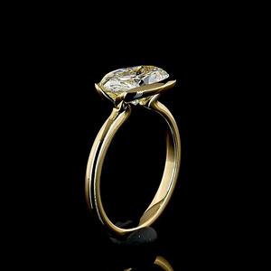 Bague de fiançailles et de mariage solitaire en or 10K 14K 18K ou argent 925 935, sertie clos, avec diamant de laboratoire ovale certifié IGI - Product Image 3