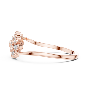 Bague en or rose à motif floral avec accents de diamants de laboratoire, élégante bague de promesse à motif floral pour femme - Product Image 4