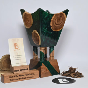 Bela Artisan Luxury Wooden Green Natural Wood <b>Oud</b> <b>Bakhoor</b> Burner Handmade Arabic Home Decor - Product Image 1
