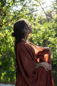 <b>Long</b> Cotton Robe Kimono <b>Boho</b> Layering Piece Open Front Wide Sleeve Ritual Wear Everyday Wear - Product Image 2