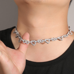 สร้อยคอเงินแท้ 925 ลาย Cuban Link รูปหัวใจขนาด 14 มม. ประดับเพชร Moissanite ทรงกลม ดีไซน์หรูหรา สไตล์ฮิปฮอป - Product Image 4