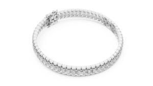 Bracelet tennis de luxe en diamant de laboratoire taillé émeraude, double fermoir, or blanc massif 18 carats plaqué rhodium, unisexe, idéal pour offrir - Product Image 3