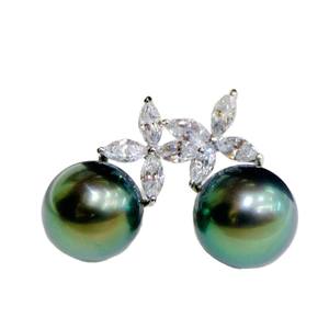 Pendientes de Plata de Ley S925 con Perla Negra Natural de 11-12 mm, Color Negro Profundo, Plata Gruesa de Precisión, Deslumbrantes - Product Image 5