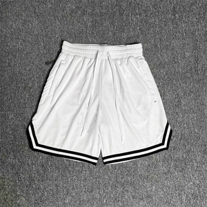 Men's <b>White</b> Polyester Shorts With Side Stripe Elastic Waist Quick Dry Casual Sports Wear With Low MOQ - Product Image 1