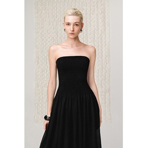Vestidos Ecológicos ODM para Mujer, Vestido SERENITY con Volantes, Sin Mangas, Elegante, Largo hasta el Suelo, Vestido de Noche para Mujer de Marca Privada - Product Image 4