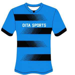 Sky Blue Black Rugby <b>Jersey</b> <b>Short</b> Sleeve Crew Neck Striped Team Uniform Custom Breathable Training Performance Athletic Sports - Product Image 1