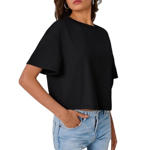 เสื้อครอปท็อปผู้หญิงแฟชั่นฤดูร้อนสไตล์สปอร์ตทรงโอเวอร์ไซส์ แขนสั้น เสื้อยืดลำลองสำหรับออกกำลังกาย เสื้อผ้าแฟชั่นผู้หญิงปี 2027 - Product Image 3