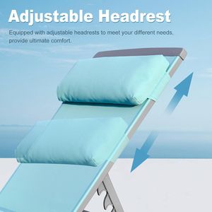 Set di 3 Chaise Longue da Patio in Alluminio Blu Lago, Sedie Reclinabili Regolabili per Piscina con Poggiatesta in Textilene - Product Image 3