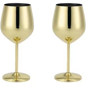 Gobelet à vin en métal de qualité supérieure, en acier inoxydable, réutilisable, vaisselle de luxe moderne pour hôtel, restaurant, mariage - Product Image 4