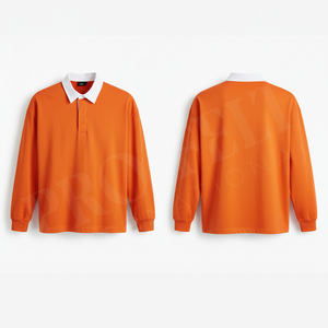 Polo à manches longues de qualité supérieure pour homme, décontracté, en coton, col classique, pull-over uni, confortable, respirant, vêtement de mode - Product Image 3