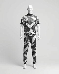 Conjunto de Camiseta y Pantalones Cortos para Hombre, Sublimación Completa Personalizada, Estampado Geométrico, Traje Deportivo Premium de Verano - Product Image 1