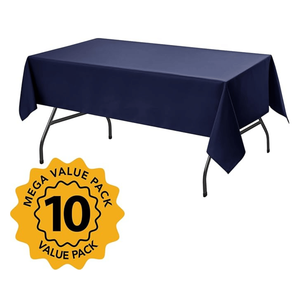 Set di 10 Tovaglie Rettangolari Blu Navy 60 X 84 Pollici, Tessuto in Poliestere Antimacchia per Tavoli da 4 Piedi, Facilmente Lavabili - Product Image 2