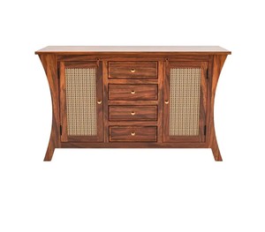 Indian Solid wood Flared Dining <b>Storage</b> Cabinet Mid Century Modern Rattan Door <b>Console</b> <b>Table</b> & Sideboards Home Furniture - Product Image 2