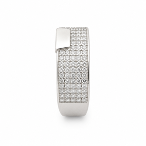 925 Sterling <b>Silver</b> Diamond <b>Mens</b> <b>Ring</b> High Polish Wide Pave Band Wedding Party Daily Wear Gift Fine Jewelry Design - Product Image 3