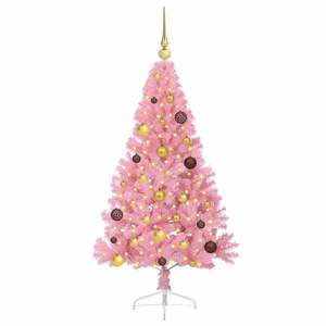 Sapin de Noël artificiel pré-éclairé de 59,06 pouces en PVC rose - pour décorations festives - Product Image 3
