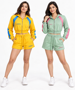 Conjunto Deportivo de 2 Piezas para Mujer, Sudadera con Capucha y Pantalones Cortos Personalizados, Adornados con Pedrería, Conjunto Deportivo Informal para Correr, Fabricante - Product Image 3