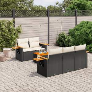 Conjunto de Sofás Modulares Grandes de Ratán PE Negro para Jardín, Muebles Modulares Elegantes para Exteriores - Product Image 1