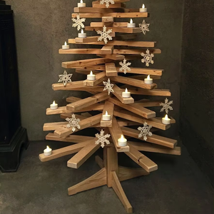 Wooden Christmas <b>Tree</b> Ornament <b>Stand</b> Festive Rustic Home Decor by barkah star - Product Image 1