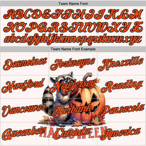 Sudadera con Capucha Personalizada de Halloween con Diseño de Mapache y Calabaza para Hombre, Blanca y Naranja, con Impresión por Sublimación, Nombre del Equipo y Número, Ropa Casual de Otoño - Product Image 3