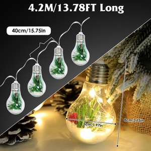 1Pc 13.78FT batteria con luce a stringa di Natale con 10 lampadine a LED aghi di pino fiocchi di neve bacche luci interne di natale - Product Image 1