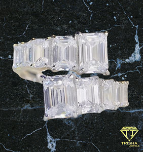 Elegant <b>Emerald</b> Cut Moissanite Diamonds <b>Ring</b> 925 Sterling <b>Silver</b> Baguette Stone Wedding Engagement <b>Ring</b> for Women - Product Image 4