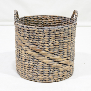 Handwoven Rattan Water Hyacinth Storage <b>Basket</b> Round Wicker Organizer with Handles <b>for</b> Laundry Nursery <b>Bathroom</b> - Product Image 5