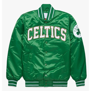 Chaqueta Varsity Verde Celtics para Hombre, Diseño con Parche de Logotipo Bordado, Chaqueta Bomber Informal para Otoño - Product Image 1
