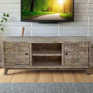 ตู้วางทีวีไม้โบราณแบบดั้งเดิม พร้อมที่เก็บของ ทำด้วยมือ เป็นมิตรกับสิ่งแวดล้อม ทนทาน เฟอร์นิเจอร์ห้องนั่งเล่น ดีไซน์ติดผนัง - Product Image 1