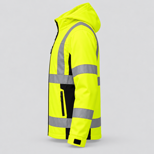 Chaqueta de Seguridad Reflectante Impermeable de Alta Visibilidad ANSI Clase 3 con Capucha, Cierre de Cremallera, Luz LED Intermitente y Logotipo Personalizado - Product Image 2