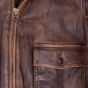 Blouson aviateur en toile et cuir véritable pour homme, col rabattable, nouvelle conception, vente chaude, haute qualité, personnalisable - Product Image 4