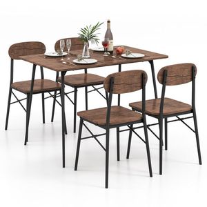 Juego de Mesa de Comedor de 5 Piezas con Respaldo y Patas de Metal para Uso Diario en el Comedor - Product Image 1