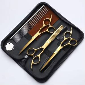 Ensemble de ciseaux de coiffure professionnels avec peignes, lames en acier inoxydable, manche long, pour droitiers, usage en salon - Product Image 4