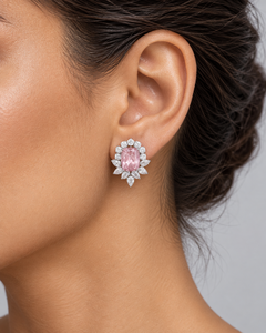 Pink Cushion Cut <b>Moissanite</b> Diamond Halo Stud <b>Earrings</b> 10K 14K 18K Gold 925 935 Sterling Silver Luxury Fine Jewelry - Product Image 2
