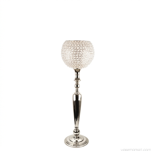 Luxury Crystal Beaded Candle Holder Elegant <b>Silver</b> Metal Tealight Stand for Wedding Centerpieces and Modern Home Decoration - Product Image 5