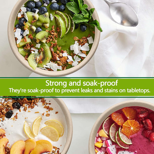 Bols en papier jetables robustes au design moderne pour les fêtes, en bagasse naturelle, pour soupes chaudes, salades, desserts et plus, sans BPA - Product Image 4