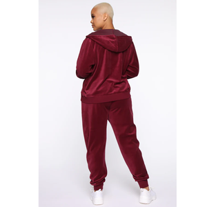 Women Velvet Knitted Hooded Jumpsuit Long Sleeve High Waist Skinny Fit Solid Color Casual All Seasons Jogger Pants Pockets High - Product Image 3