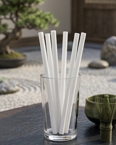 Pailles à boire compostables en papier de 10 mm, à base de plantes, biodégradables, jetables pour jus, smoothies et boissons de fête - Product Image 1